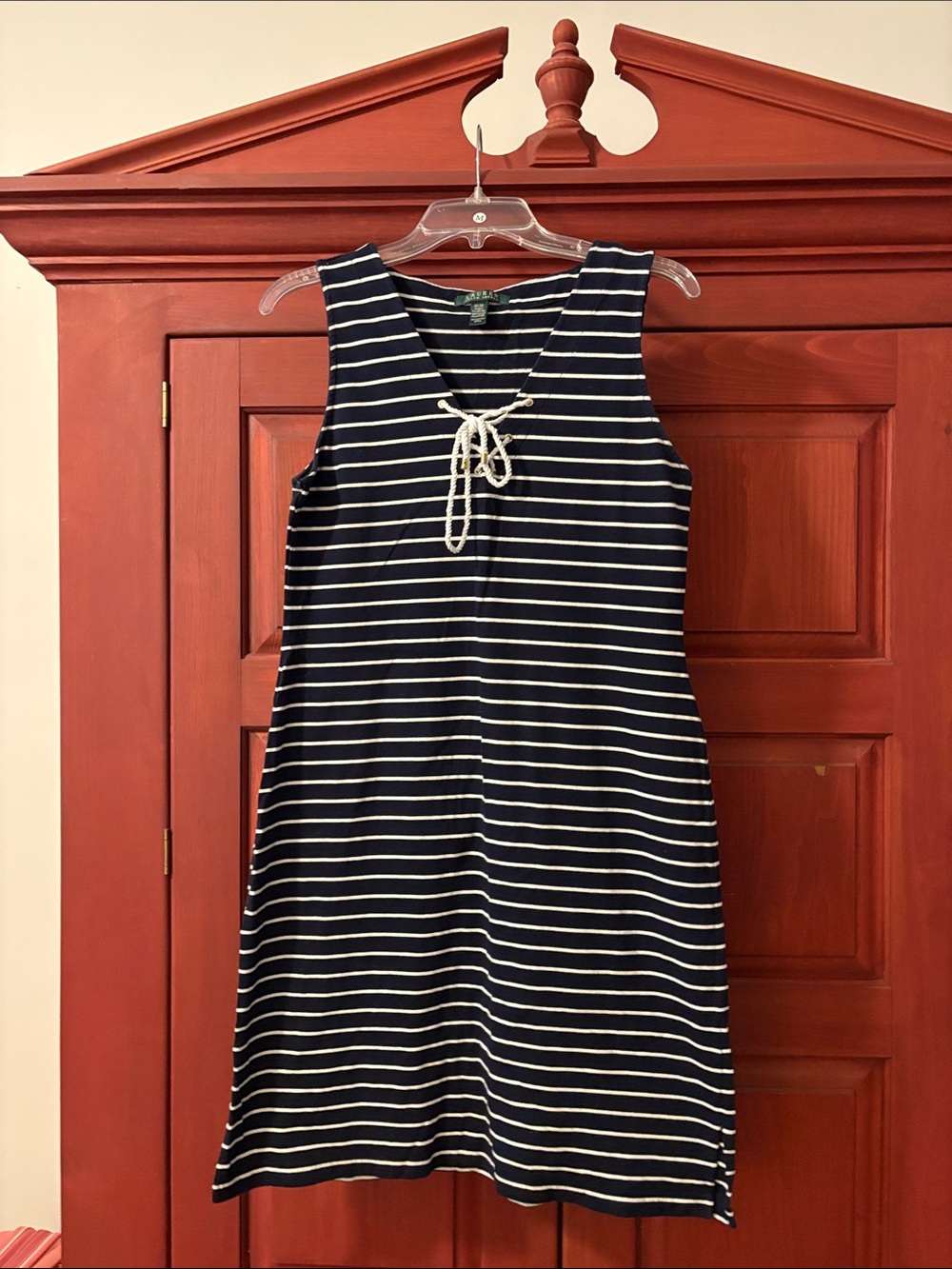 Ralph Lauren Navy and White Striped Sleeveless Dress